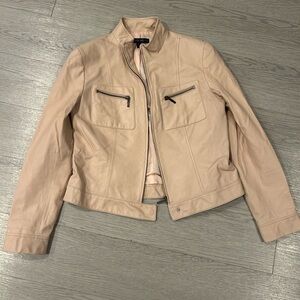 Lafayette 148 Leather Moto Jacket Blush Pink Size 8